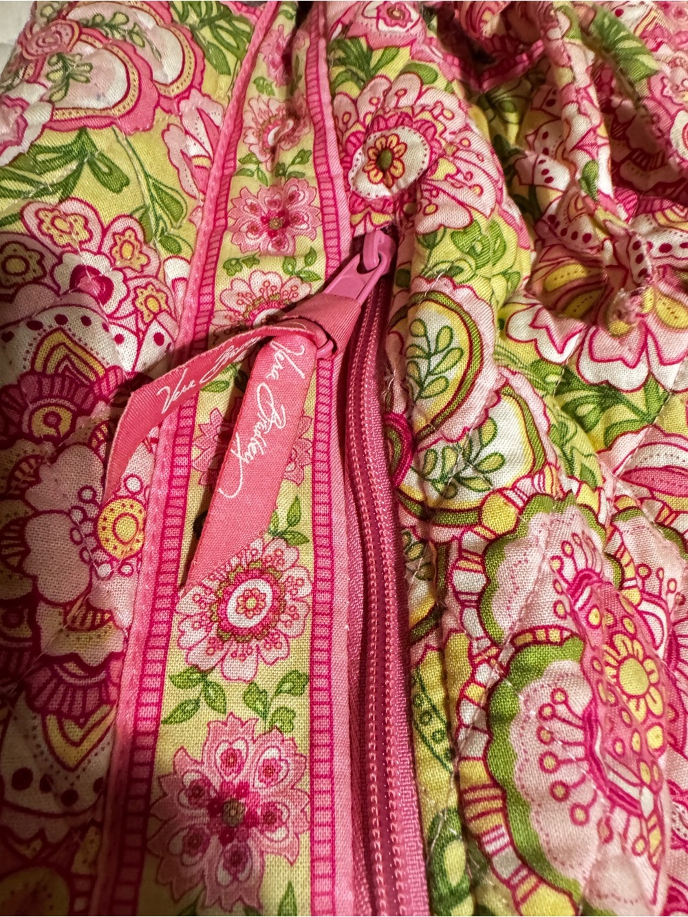 Vera Bradley Pink & Green Floral Drawstring Mini Bag - Picture 2 of 3